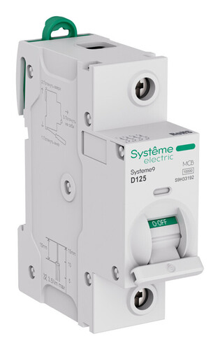 Автоматический выключатель Systeme9, 1полюс, 125А, D, 10 кА